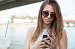 Woman With Smart Phone Stock Photo