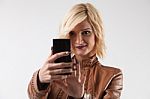 Woman With Smart Phone Stock Photo