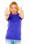 Woman With Thumbs Up Stock Photo