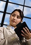 Woman Writing In Her Filofax Stock Photo