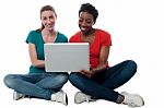 Women Browsing On Laptop Stock Photo