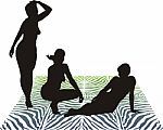 Women Relaxing On Ribbed Mat Stock Photo