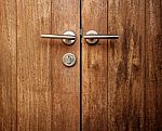 Wood Door Handles Stock Photo