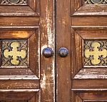 Wood  Glass Door Caronno Varesino Varese Stock Photo