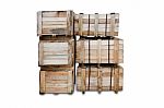 Wood Pallets - Crates For Transportation  - Strong Cargo Security Isolated - White Background Stock Photo