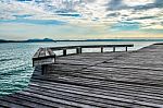 Wooden Bridge And Bench Stock Photo