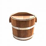 Wooden Bucket On White Background Stock Photo