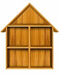 Wooden House Shelf Stock Photo