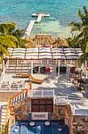 Wooden Pier Dock And Ocean View At Caye Caulker Belize Caribbean Stock Photo