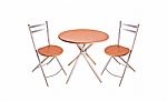 Wooden Round Chair And Table Stock Photo