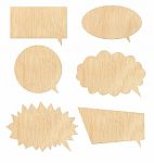 Wooden Speech Bubbles Icon Stock Photo