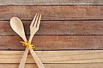 Wooden Spoon And Fork Stock Photo