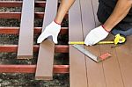 Worker Installing  Wood Floor Stock Photo