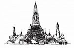 World Famous Landmark Collection : Wat Arun Temple In Bangkok, Thailand Stock Photo