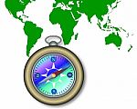 World Map And Compass Stock Photo