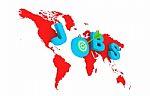 World Map With Jobs Target Stock Photo