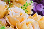 Yellow Fabric Roses Stock Photo