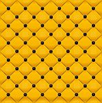 Yellow Leather Wall With Black Button On Grid Stock Photo