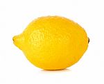 Yellow Lemon Isolated On The White Background Stock Photo