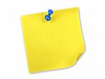 Yellow Note With Pin Stock Photo