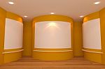 Yellow Room With Gallery Stock Photo