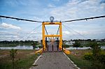 Yellow Suspension Bridge Stock Photo