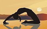 Yoga At Sunrise In Nature Stock Photo