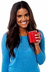 You Woman Enjoying Her Morning Coffee Stock Photo