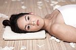 Young Beautiful Lady Receiving Spa Treatment Stock Photo