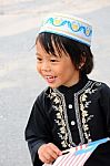 Young Boy Holding Flag Stock Photo