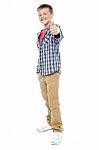 Young Boy Showing Thumbs Up Stock Photo