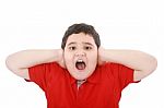 Young Boy Yelling Stock Photo