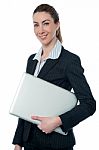 Young Business Executive With Laptop Stock Photo