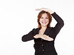 Young Business Woman Showing A Square Stock Photo