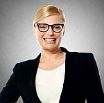 Young Business Woman With Glasses Stock Photo