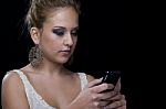 Young Business Woman With Mobile Phone Stock Photo