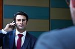 Young Businessman With Smartphone Stock Photo