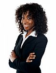 Young Businesswoman Arm Crossed Stock Photo