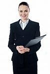 Young Businesswoman With Folder Stock Photo