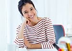 Young Businesswomen Working In Her Office Stock Photo