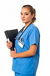 Young Cheerful Female Doctor Stock Photo