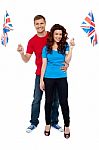 Young Couple Holding UK Flag Stock Photo