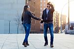 Young Couple In Love On The Street Stock Photo