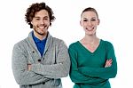 Young Couple Posing In Trendy Wear Stock Photo