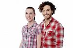 Young Couple Wearing Stylish Shirts Stock Photo