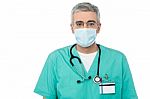 Young Doctor In Protective Medical Mask Stock Photo