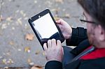 Young Executive Man With A Tablet Stock Photo