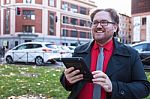 Young Executive Man With A Tablet Stock Photo