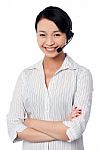 Young Female Call Centre Executive Stock Photo