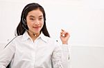 Young Female Customer Service Representative Stock Photo